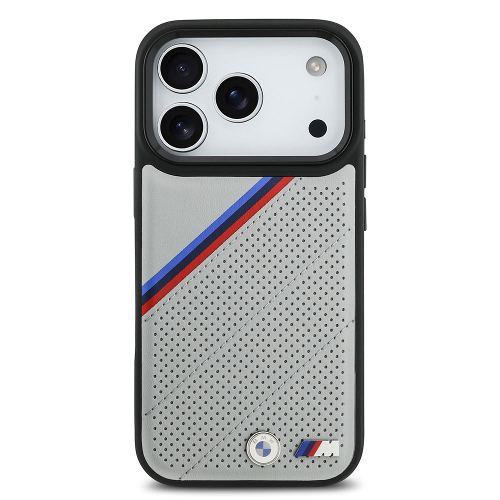 BMW iPhone 17 Pro Orjinal Lisanslı M-safe Şarj Özellikli M Logolu Üç Şeritli Delikli Deri Kılıf BMW iPhone 17 Pro Orjinal Lisanslı M-safe Şarj Özellikli M Logolu Üç Şeritli Delikli Deri Kılıf